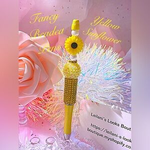 Beaded Fancy Beaded Pens ,yellow sunflower,Fancy pens, Acrylic beads,